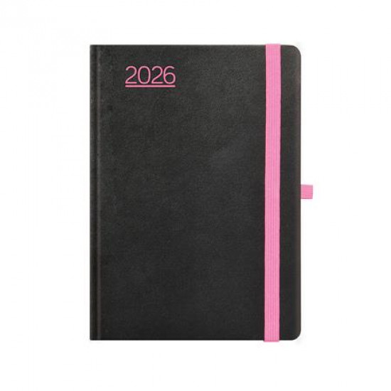 Naptár, tervező, A5, napi, TOPTIMER, "Nero", fekete-pink