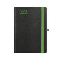 Naptár, tervező, A5, napi, TOPTIMER, "Nero", fekete-zöld