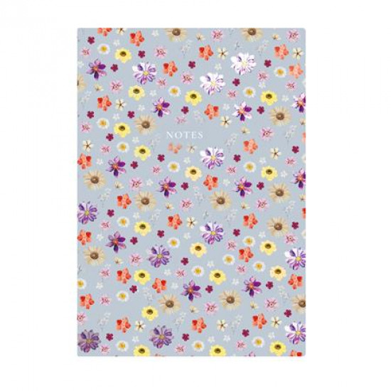 Jegyzetfüzet, A5, vonalas, 96 lap, TOPTIMER "Notes", kék virágos