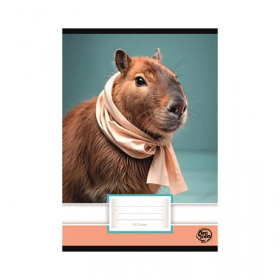 Füzet, tűzött, A5, sima, 32 lap, OPTISCHOOL, "20-32", "Capybara"