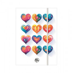 Gumis mappa, karton, A4, OPTISCHOOL "Love"