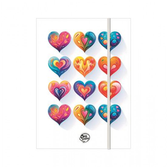 Gumis mappa, karton, A4, OPTISCHOOL "Love"