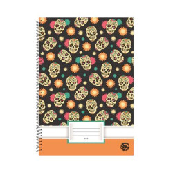 Spirálfüzet, A4, sima, 70 lap, OPTISCHOOL, "Skull"