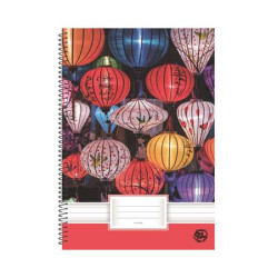 Spirálfüzet, A4, vonalas, 70 lap, OPTISCHOOL, "Lampion"