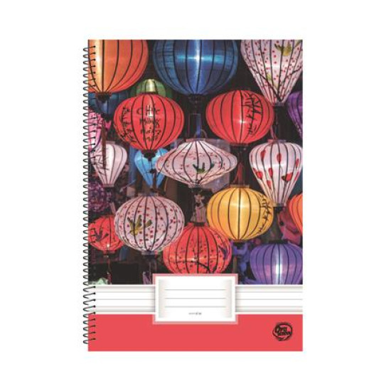 Spirálfüzet, A4, vonalas, 70 lap, OPTISCHOOL, "Lampion"