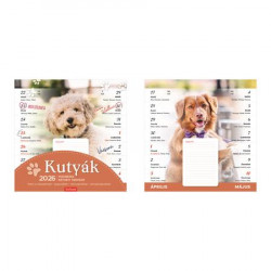 Naptár, fali, mágneses, kétheti, TOPTIMER, kutyák