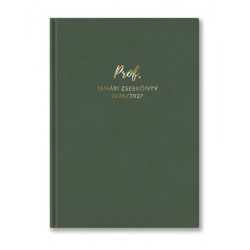 Tanári zsebkönyv, 2026/2027 tanév, A5, heti, TOPTIMER, sötét olívazöld