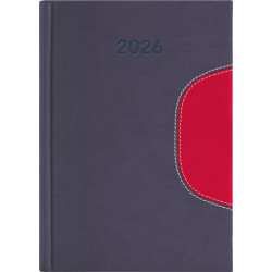 Naptár, tervező, A5, napi, DAYLINER "Memphis", szürke-piros