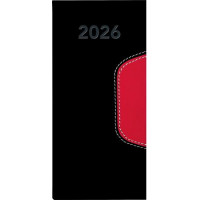 Zsebnaptár, fekvő elrendezésű, DAYLINER, "Memphis", fekete-piros