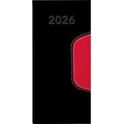 Zsebnaptár, fekvő elrendezésű, DAYLINER, "Memphis", fekete-piros