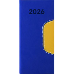 Zsebnaptár, fekvő elrendezésű, DAYLINER, "Memphis", kék-sárga