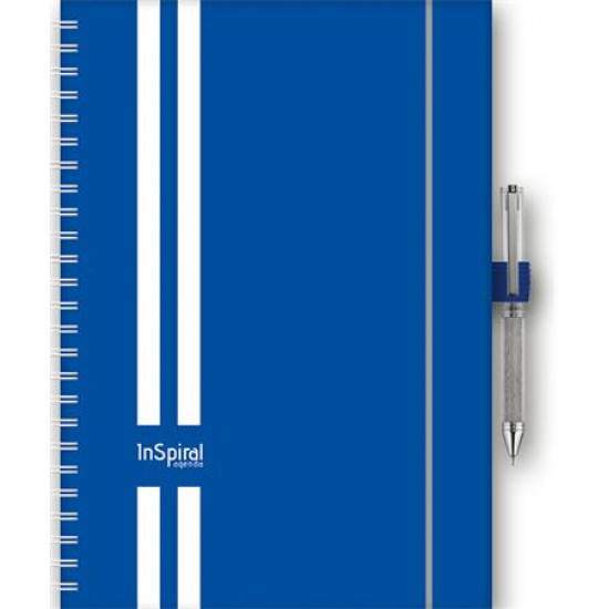 Naptár, tervező, A5, heti, DAYLINER, "InSpiral GT", kék-fehér