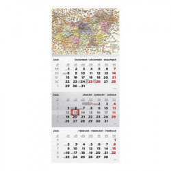 Naptár, speditőr, három hónapos, egy tömbős, TOPTIMER, "Magyarország térkép"