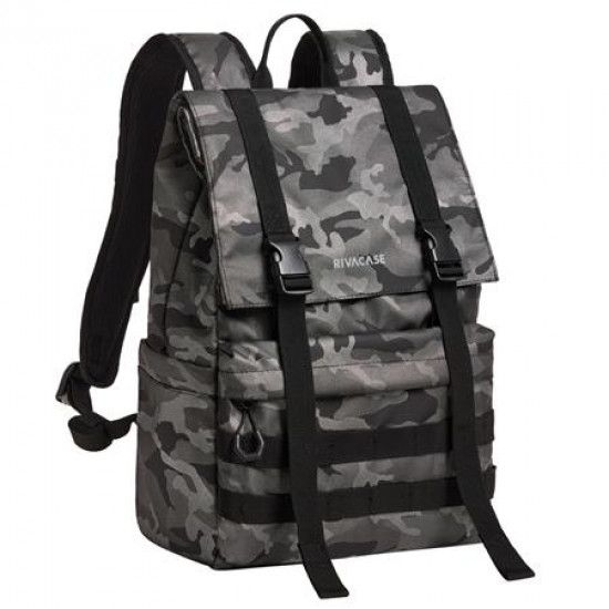 Notebook hátizsák, 15,6", rolltop, 15L, RIVACASE "7621 Sherwood", szürke-terepminta