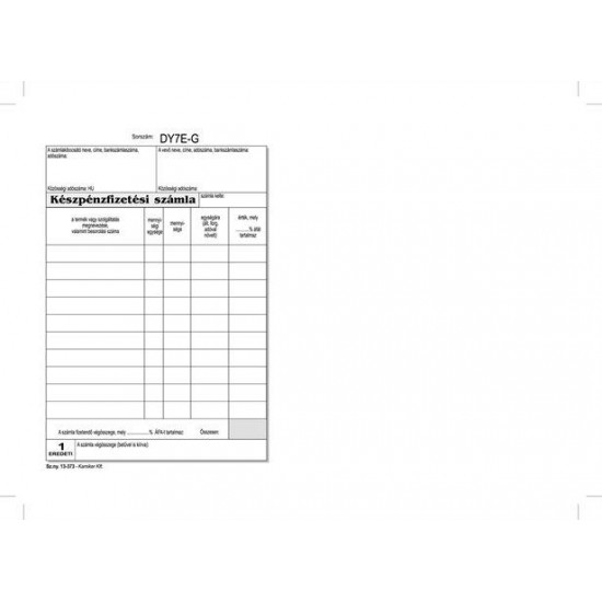 Nyomtatvány, *készpénzfizetési számlatömb, egy ÁFÁs, 50x3, A5, VICTORIA, "B.13-373", 10 tömb/csomag