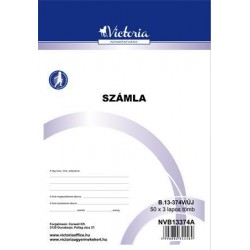 Nyomtatvány, *számlatömb, egy ÁFÁs, 50x3, A5, VICTORIA, "B.13-374", 10 tömb/csomag