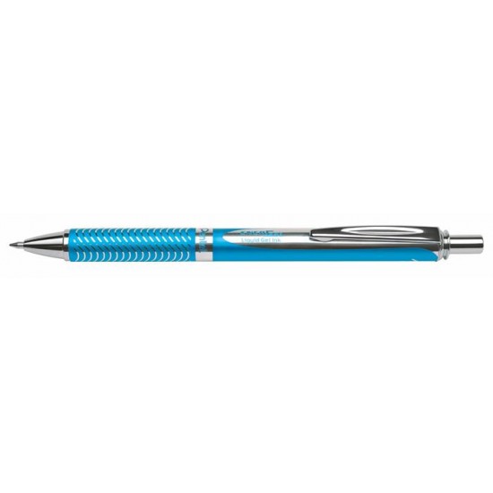 Rollertoll, 0,35 mm, nyomógombos, égszínkék tolltest, PENTEL "EnerGel BL-207" kék