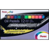 Olajpasztell kréta, PENTEL, "Arts", 12 különböző fluoreszkáló és metál szín Olajpasztell kréta, PENTEL, "Arts", 12 különböző fluoreszkáló és metál szín