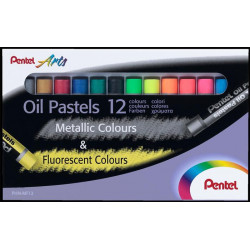 Olajpasztell kréta, PENTEL, "Arts", 12 különböző fluoreszkáló és metál szín Olajpasztell kréta, PENTEL, "Arts", 12 különböző fluoreszkáló és metál szín