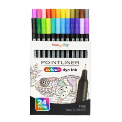 Tűfilc készlet, 0,4 mm, PENTEL "Pointliner", 24 különböző szín