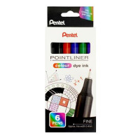 Tűfilc készlet, 0,4 mm, PENTEL "Pointliner", 6 különböző szín Tűfilc készlet, 0,4 mm, PENTEL "Pointliner", 6 különböző szín