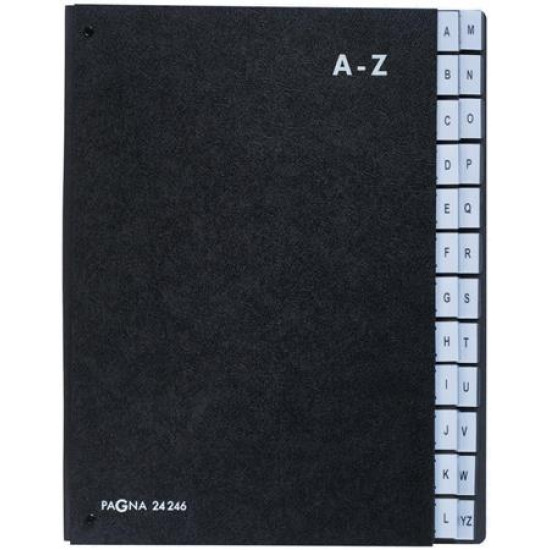 Rendszerező mappa, asztali, karton, A4, 24 rekeszes, A-Z, PAGNA "Classic", fekete