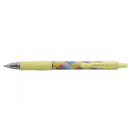 Zseléstoll, 0,32 mm, nyomógombos, sárga tolltest, PILOT "G-2 Flow", kék