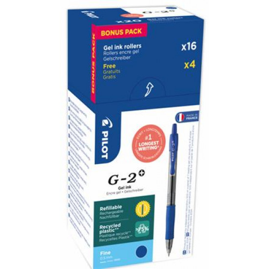 Zseléstoll, 0,32 mm, nyomógombos, PILOT "G-2", 20 db, kék