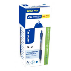 Zseléstoll, 0,25 mm, nyomógombos, PILOT "G-2, Bonus Pack", kék