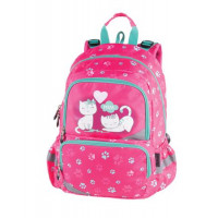 Hátizsák, anatómiai, PULSE "Anatomic Miu Mrrr", zöld-rózsaszín