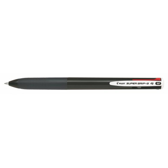 Golyóstoll, 0,27 mm, nyomógombos, négyszínű, PILOT "Super Grip G", fekete