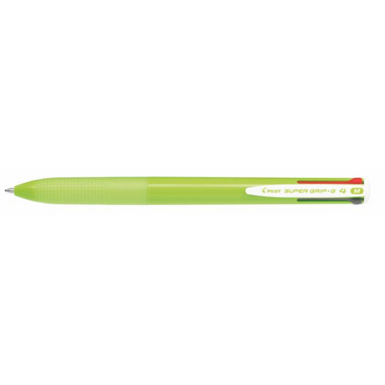 Golyóstoll, 0,27 mm, nyomógombos, négyszínű, PILOT "Super Grip G", világoszöld