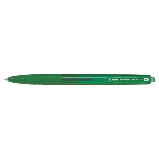 Golyóstoll, 0,22 mm, nyomógombos, PILOT "Super Grip G", zöld
