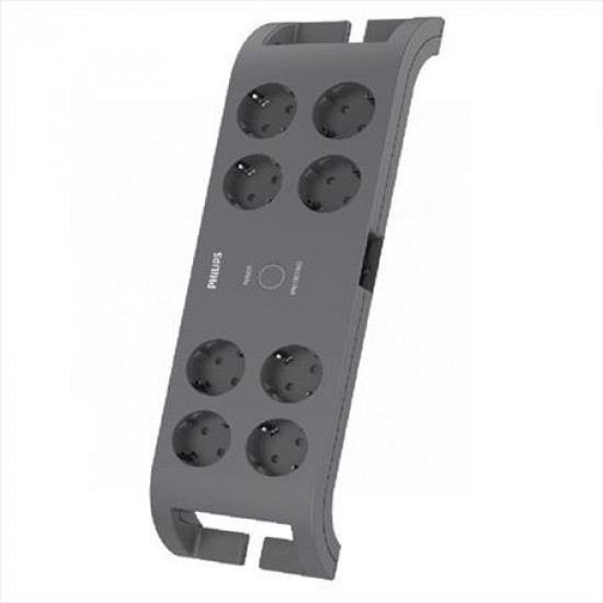 Elosztósor, 8 csatlakozóaljzat, túlfeszültség-védelemmel, 2 m kábel, PHILIPS, sötétszürke Elosztósor, 8 csatlakozóaljzat, túlfeszültség-védelemmel, 2 m kábel, PHILIPS, sötétszürke