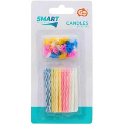 Gyertya, születésnapi, tartóval, 24 db