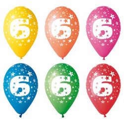 Léggömb, 26 cm, számos, 6 Léggömb, 26 cm, számos, 6