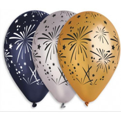 Léggömb, 33 cm, tüzijátékos, 3 különböző szín