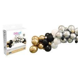 Léggömb, DIY, girland, ezüst-arany vegyes színek