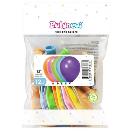 Léggömb, 30cm, vegyes metál színek