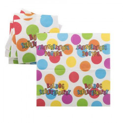 Szalvéta, 33x33cm, "Boldog születésnapot", csíkos-pöttyös Szalvéta, 33x33cm, "Boldog születésnapot", csíkos-pöttyös