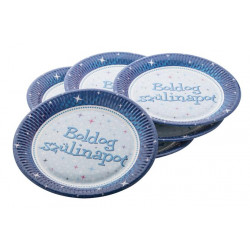 Tányér, papír, 23 cm, "Boldog Születésnapot", kék Tányér, papír, 23 cm, "Boldog Születésnapot", kék