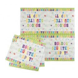 Szalvéta, 33x33 cm, "Boldog Születésnapot", zászló minta Szalvéta, 33x33 cm, "Boldog Születésnapot", zászló minta