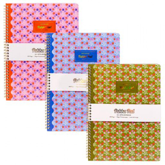Spirálfüzet, A4+, vonalas, 100 lap, PUKKA PAD "Floral Jotta Notebook", vegyes minta Spirálfüzet, A4+, vonalas, 100 lap, PUKKA PAD "Floral Jotta Notebook", vegyes minta