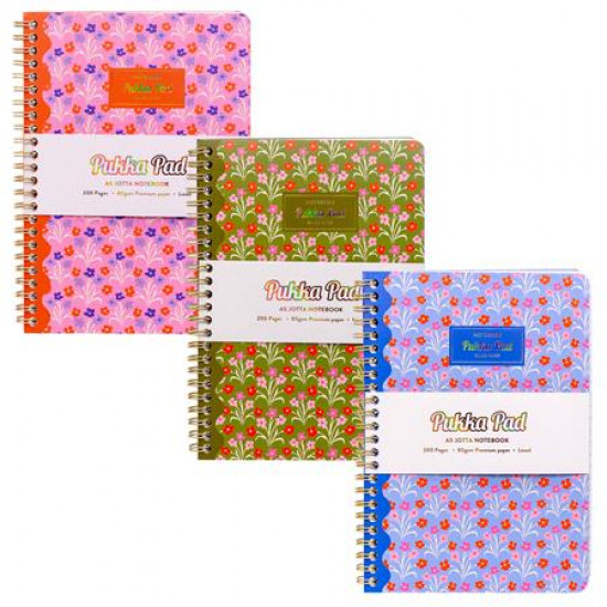 Spirálfüzet, A5, vonalas, 100 lap, PUKKA PAD "Floral Jotta Notebook", vegyes minta Spirálfüzet, A5, vonalas, 100 lap, PUKKA PAD "Floral Jotta Notebook", vegyes minta