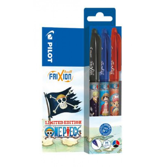 Rollertoll, 0,35 mm, nyomógombos, PILOT "Frixion Ball One Piece", 3 különböző szín