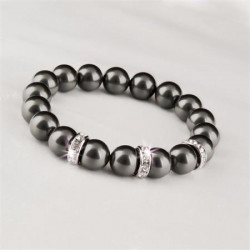 Karkötő, fekete SWAROVSKI® gyöngyből, fehér rondella kristállyal, 10mm, ART CRYSTELLA® M Karkötő, fekete SWAROVSKI® gyöngyből, fehér rondella kristállyal, 10mm, ART CRYSTELLA® M