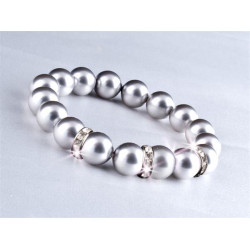 Karkötő, ezüst színű SWAROVSKI® gyöngyből, fehér kristállyal, 10mm, ART CRYSTELLA® M