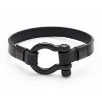 Karkötő, fekete bőr, sekli zárral, 22 cm, ART CRYSTELLA®