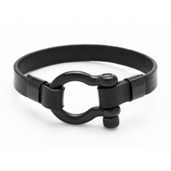 Karkötő, fekete bőr, sekli zárral, 22 cm, ART CRYSTELLA®