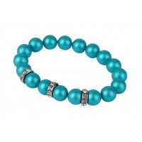 Karkötő, türkiz SWAROVSKI® gyöngyből, fehér rondella kristállyal, 10mm, ART CRYSTELLA® M